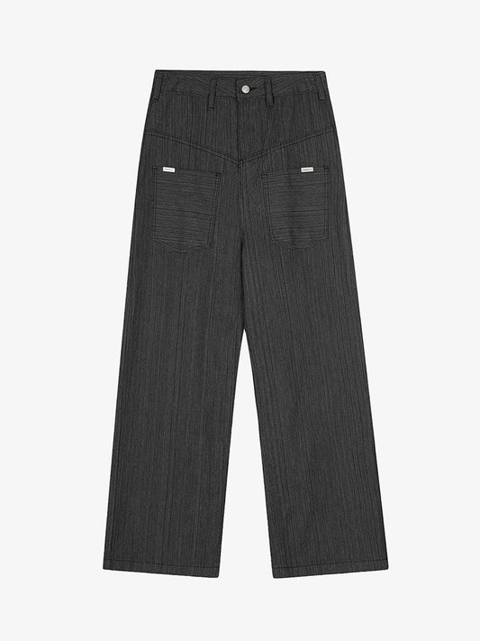 High-Waisted Wide-Leg Trousers with Vertical Stripes for Modern Style