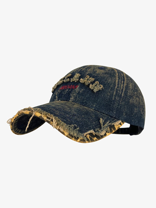 Stylish Denim Baseball Cap with Embroidered Letters for Casual Wear