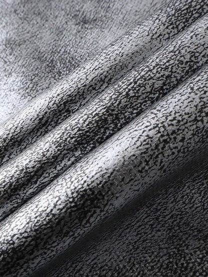 Retro Silver Loose Metallic Straight Pants