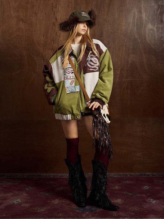 Winter-Ready Corduroy Jacket with Faux Fur Trim for Men