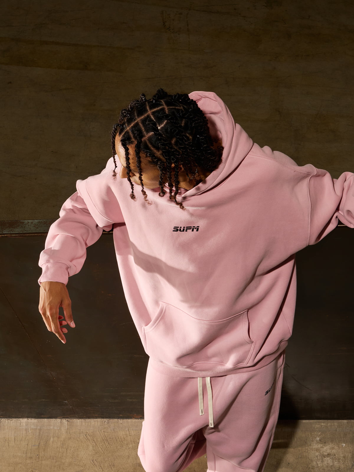SUPM Minimalist Logo Pink Hoodie and Sweatpant Set