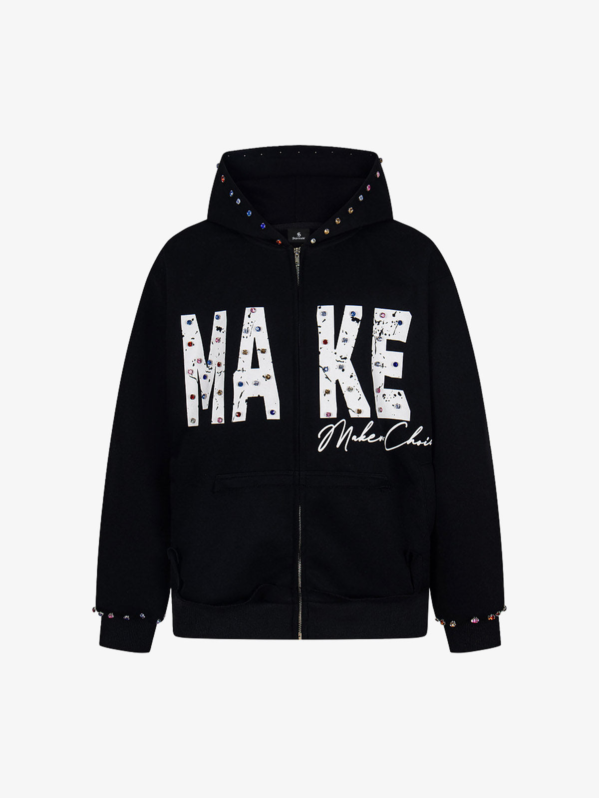 Stylish Black Hoodie with Colorful Studs for Casual Wear