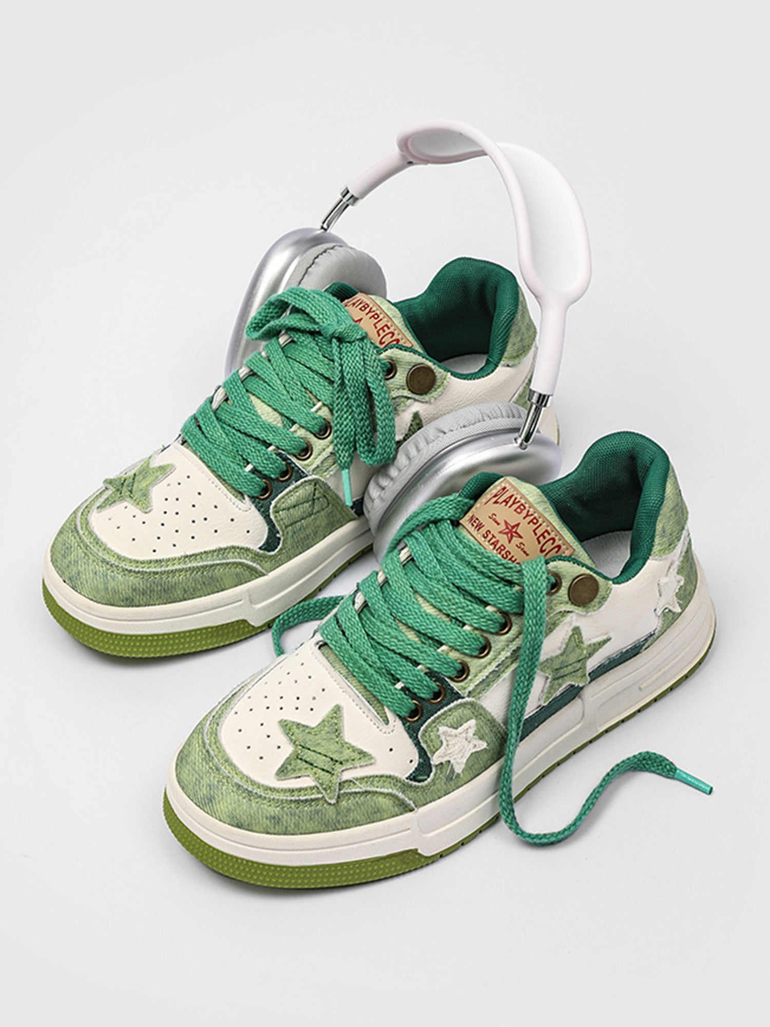 Star Summer Avocado Green Thick Bottom Sneakers