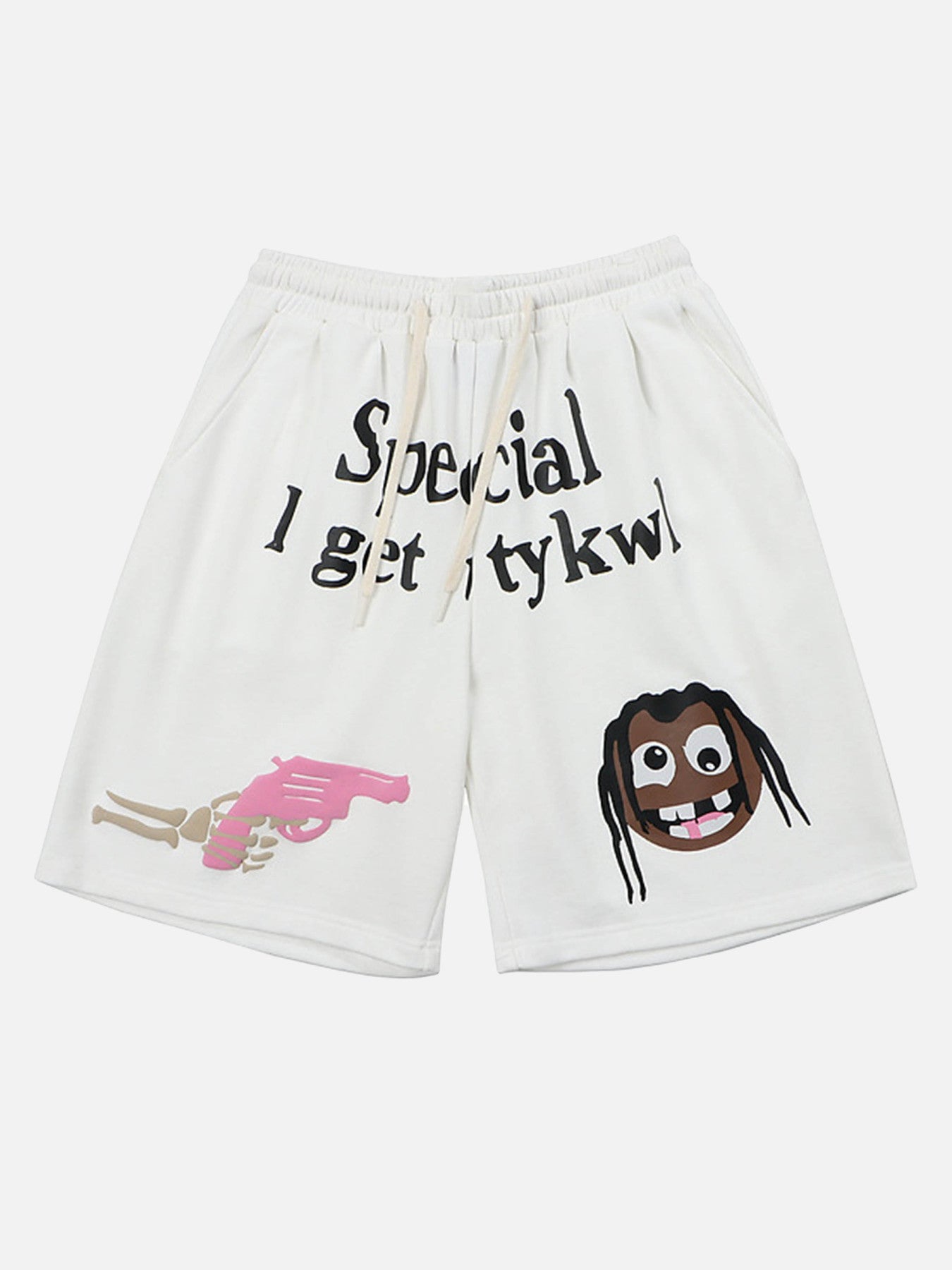 Thesupermade Foam Print Quirky Letters Casual Shorts