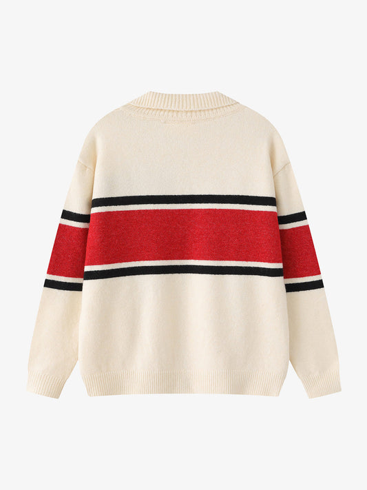 Stylish Star-Embellished Zip-Up Sweater for Casual Elegance