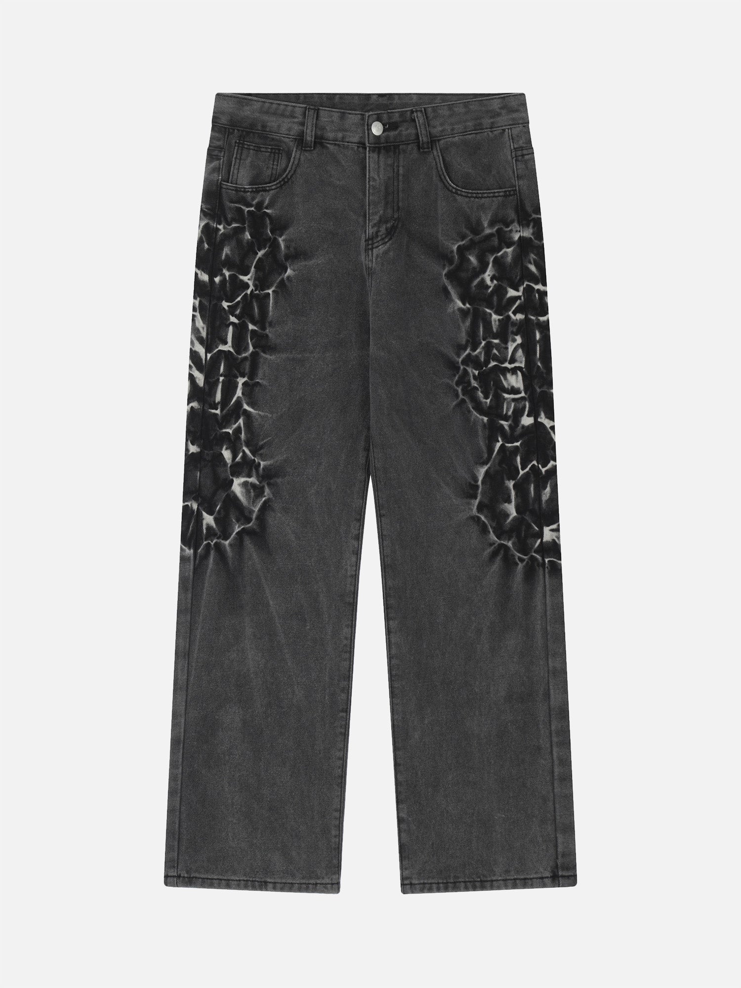 Street Trend Washed Dark Distressed Design Jeans