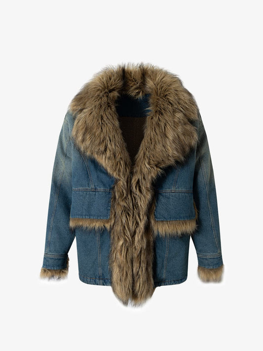 Winter-Ready Corduroy Jacket with Faux Fur Trim for Men