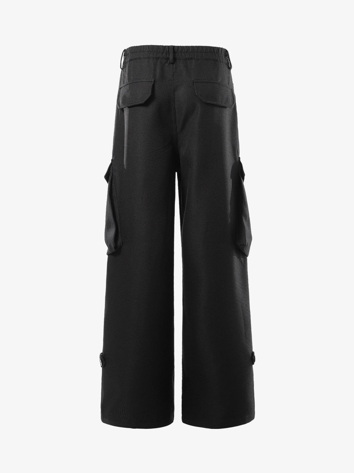 Multi-Pocket Textured Fabric Flared Pants