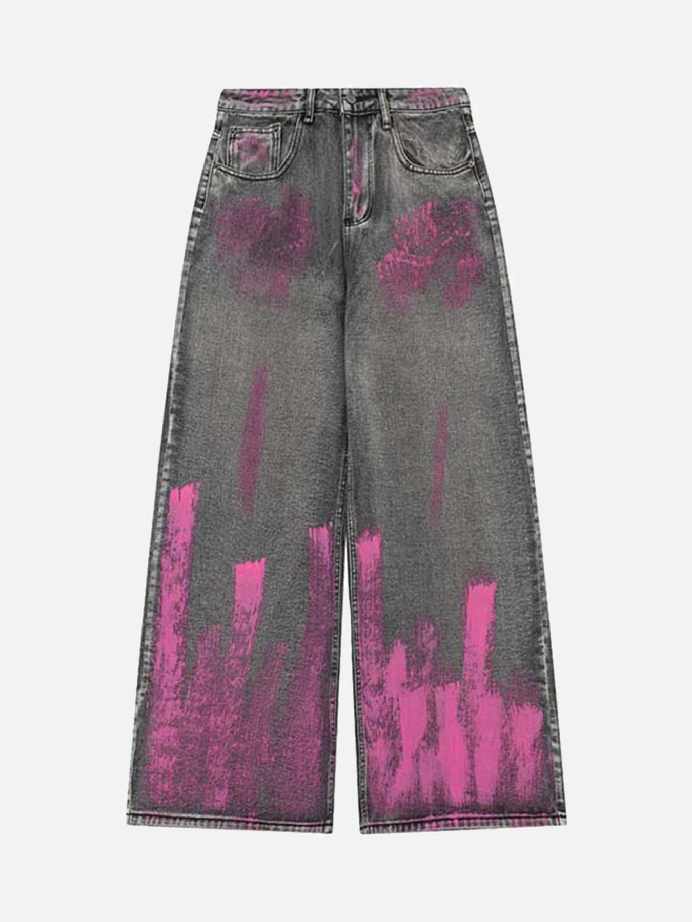 Thesupermade Graffiti Airbrushed Washed And Distressed Jeans - 1886
