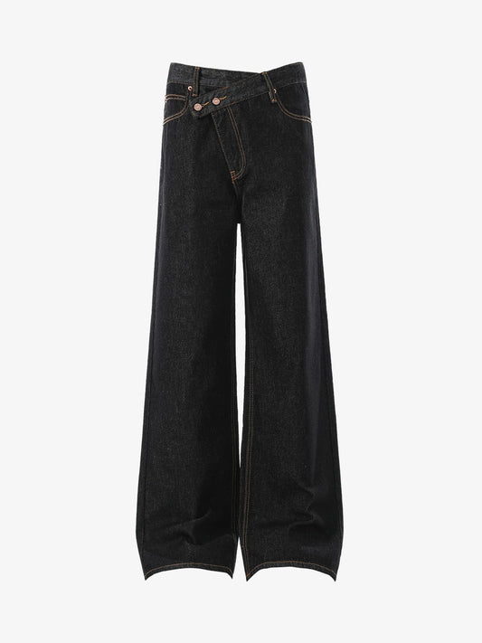High-Waisted Wide-Leg Cargo Pants with Unique Pocket Design