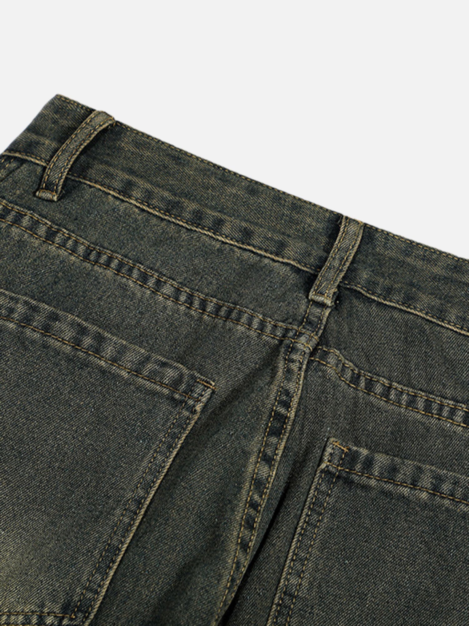 American Retro Multi-pocket Workwear Washed Jeans
