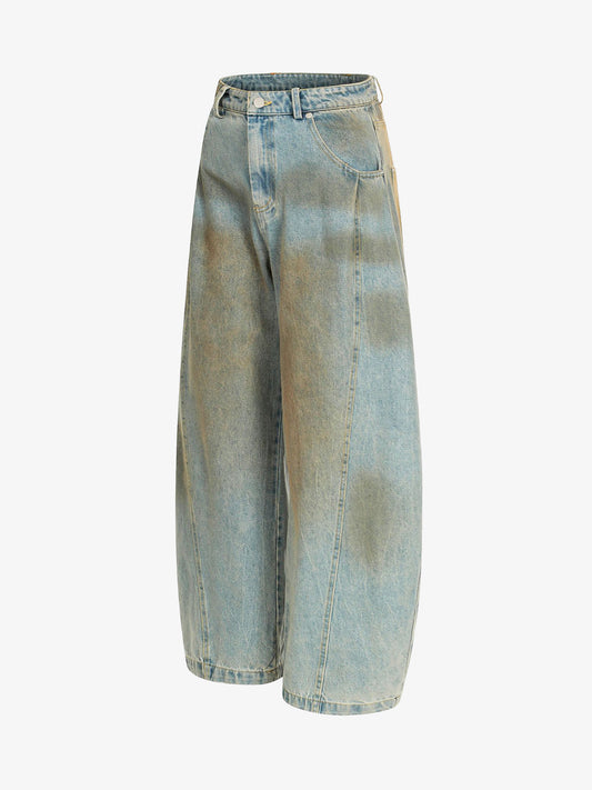 Street Deconstructed Spray Painted Machete Jeans