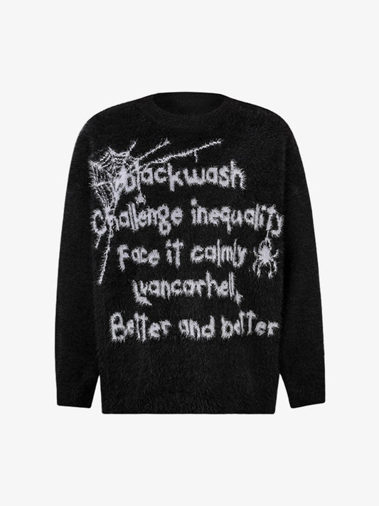 Retro Letter Jacquard Mink Sweater