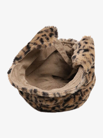 Retro Leopard Plush Earmuff Winter Hat