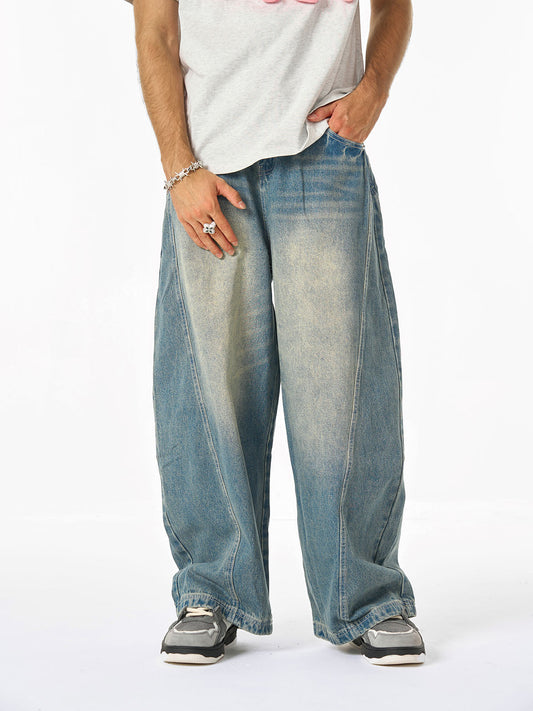 Washed Wide-Leg Balloon Jeans - 2301