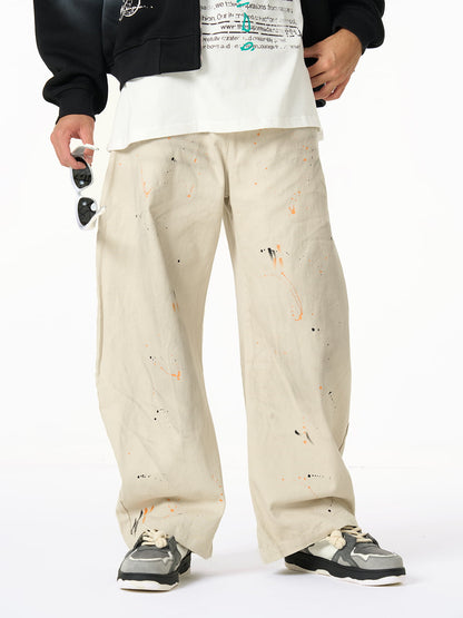 Retro Inkjet Dirty Dyed Barrel Pants