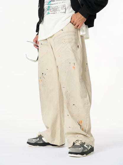 Retro Inkjet Dirty Dyed Barrel Pants