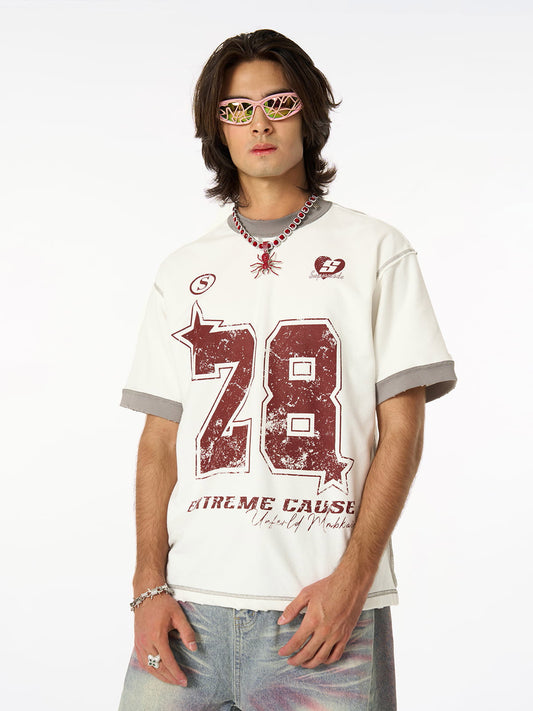 Distressed NO. 28 Jersey T-Shirt - 2442