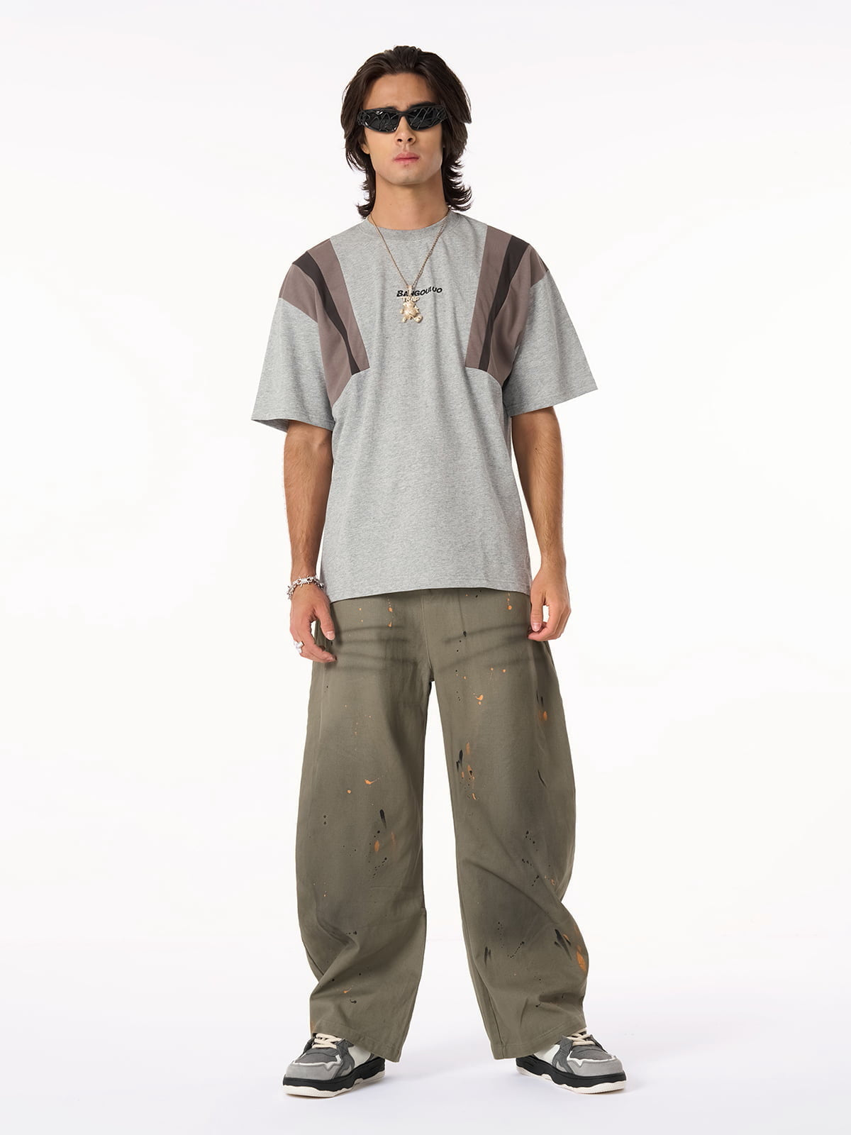 Retro Inkjet Dirty Dyed Barrel Pants