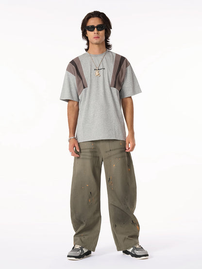 Retro Inkjet Dirty Dyed Barrel Pants