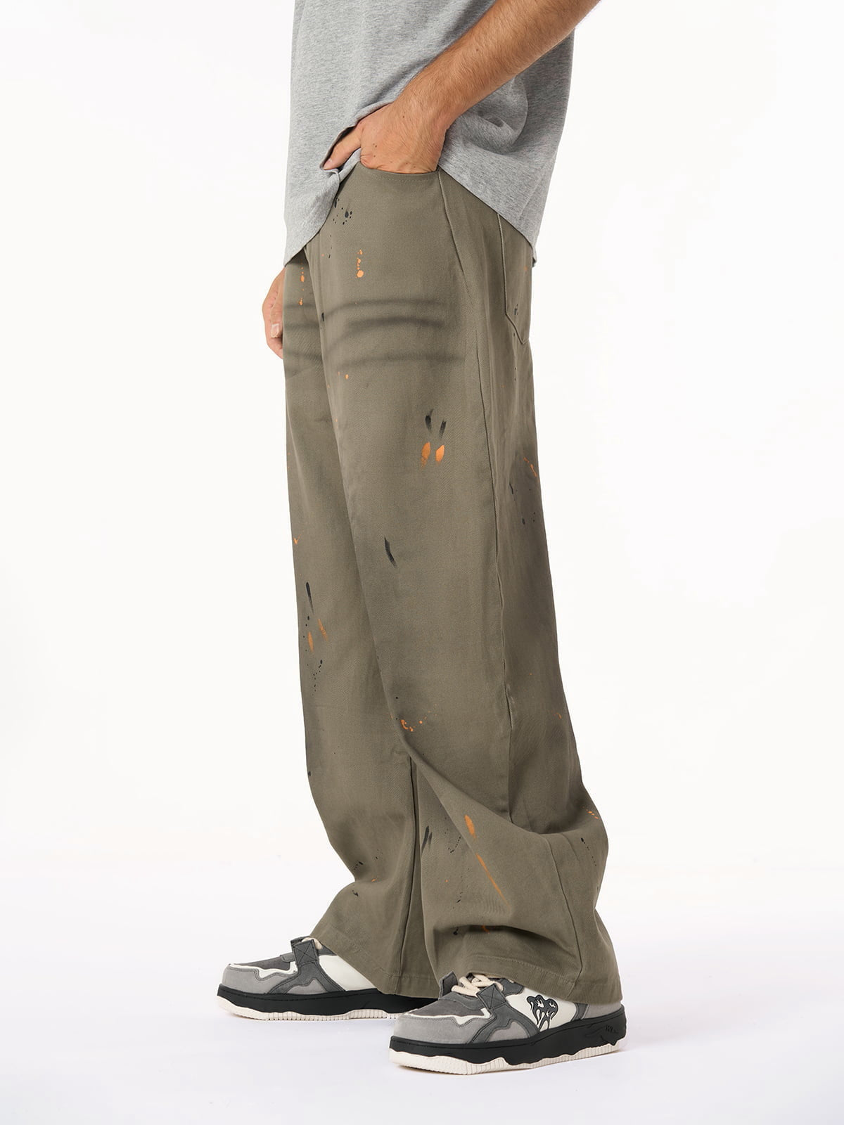Retro Inkjet Dirty Dyed Barrel Pants