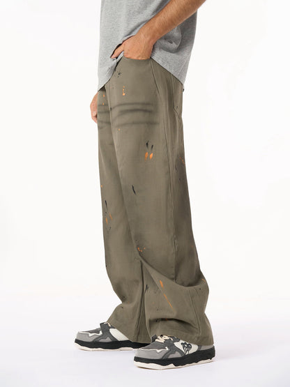 Retro Inkjet Dirty Dyed Barrel Pants