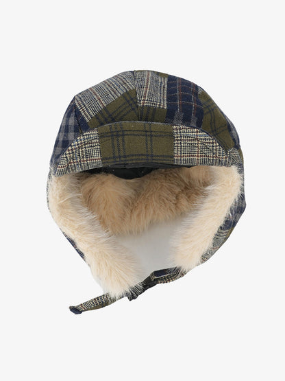 Winter Plaid Earflap Hat with Faux Fur Trim - Perfect for Cold Weather Protection