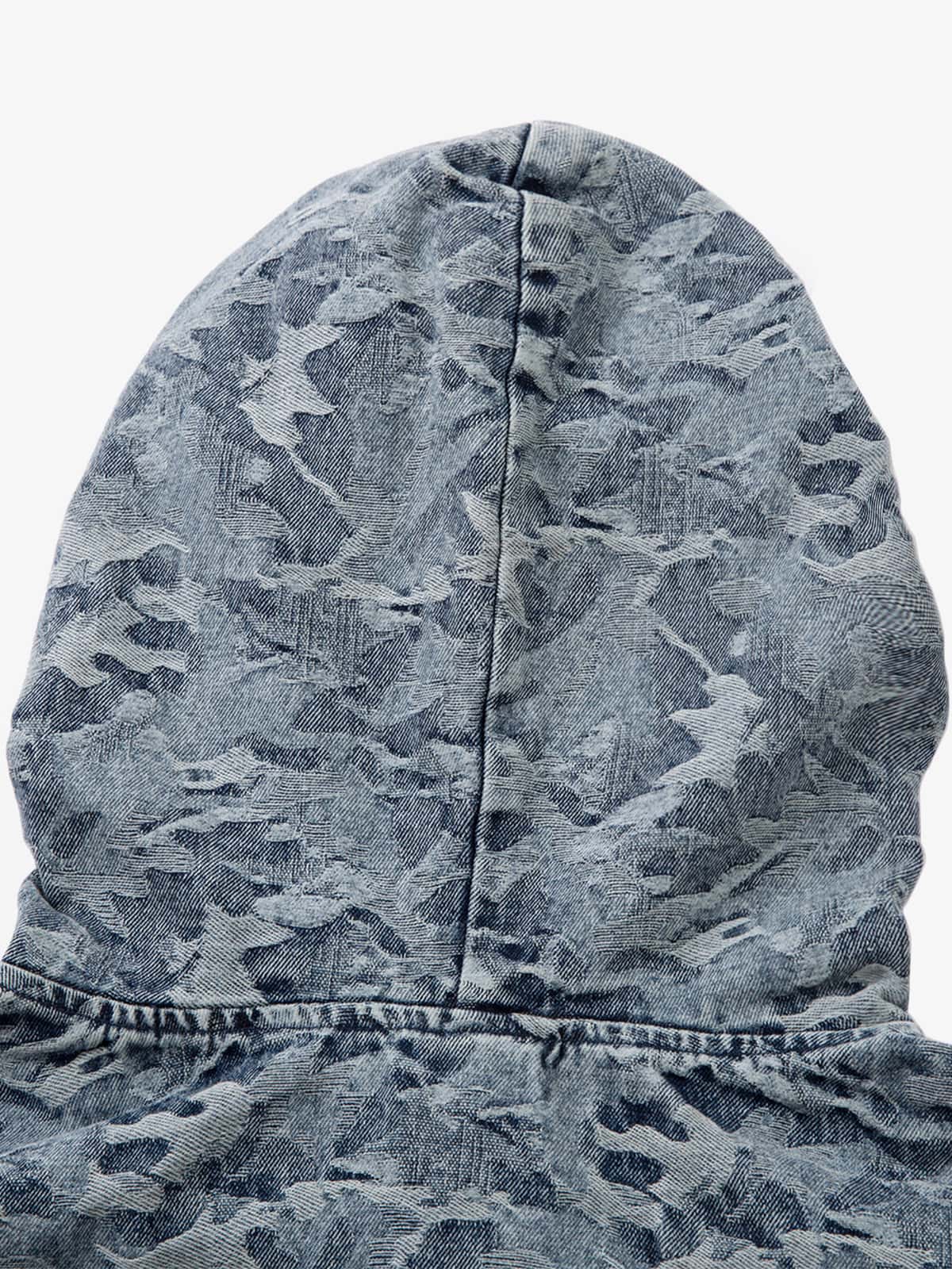 Camouflage Print Denim Hoodie with Front Pocket - Perfect for Casual and Streetwear Styles