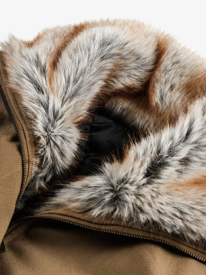 Winter-Ready Corduroy Jacket with Faux Fur Trim for Men