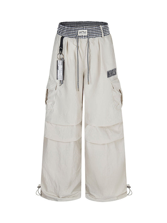 Double Waist Drawstring Baggy Cargo Pants