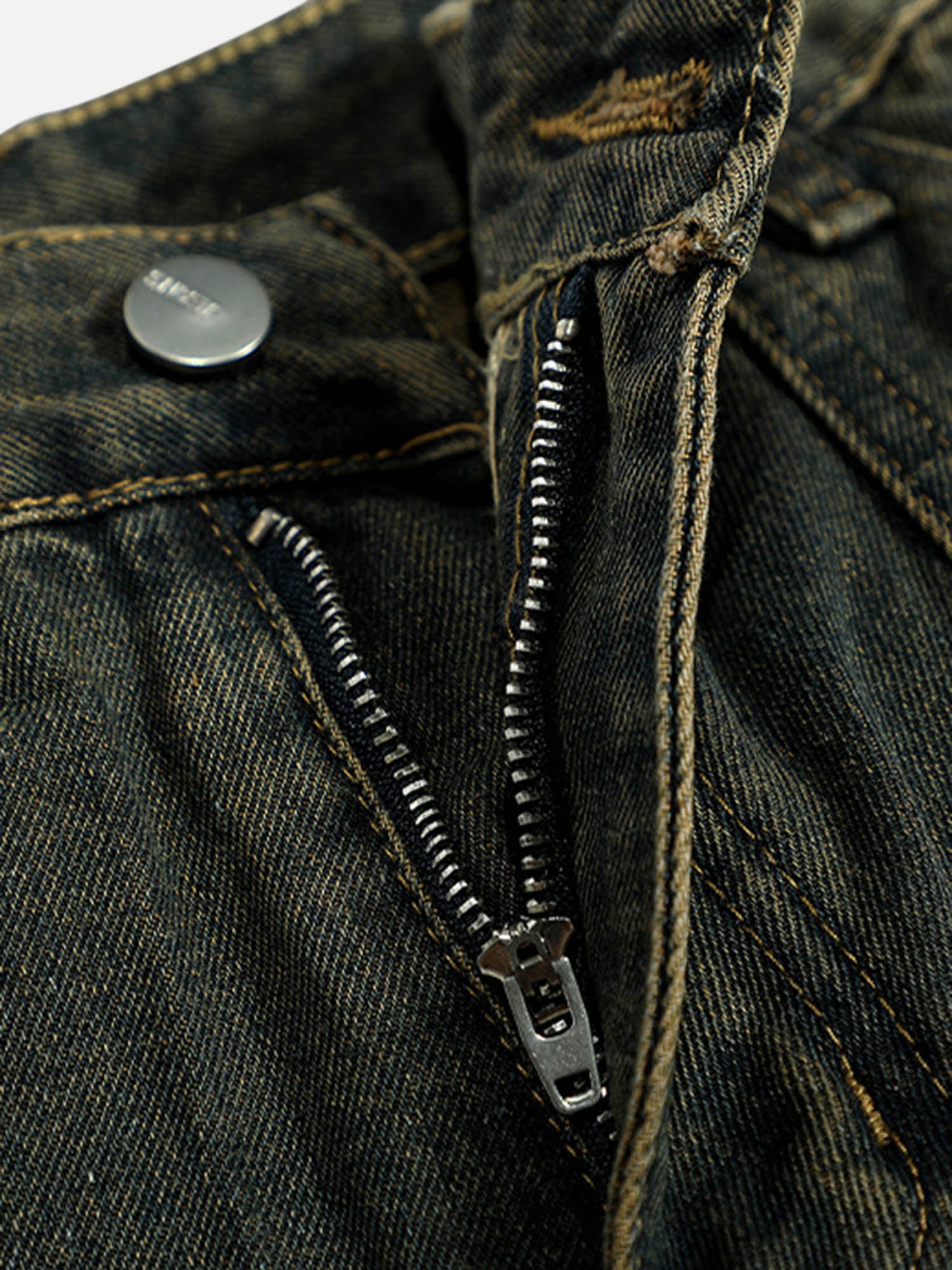 American Retro Multi-pocket Workwear Washed Jeans