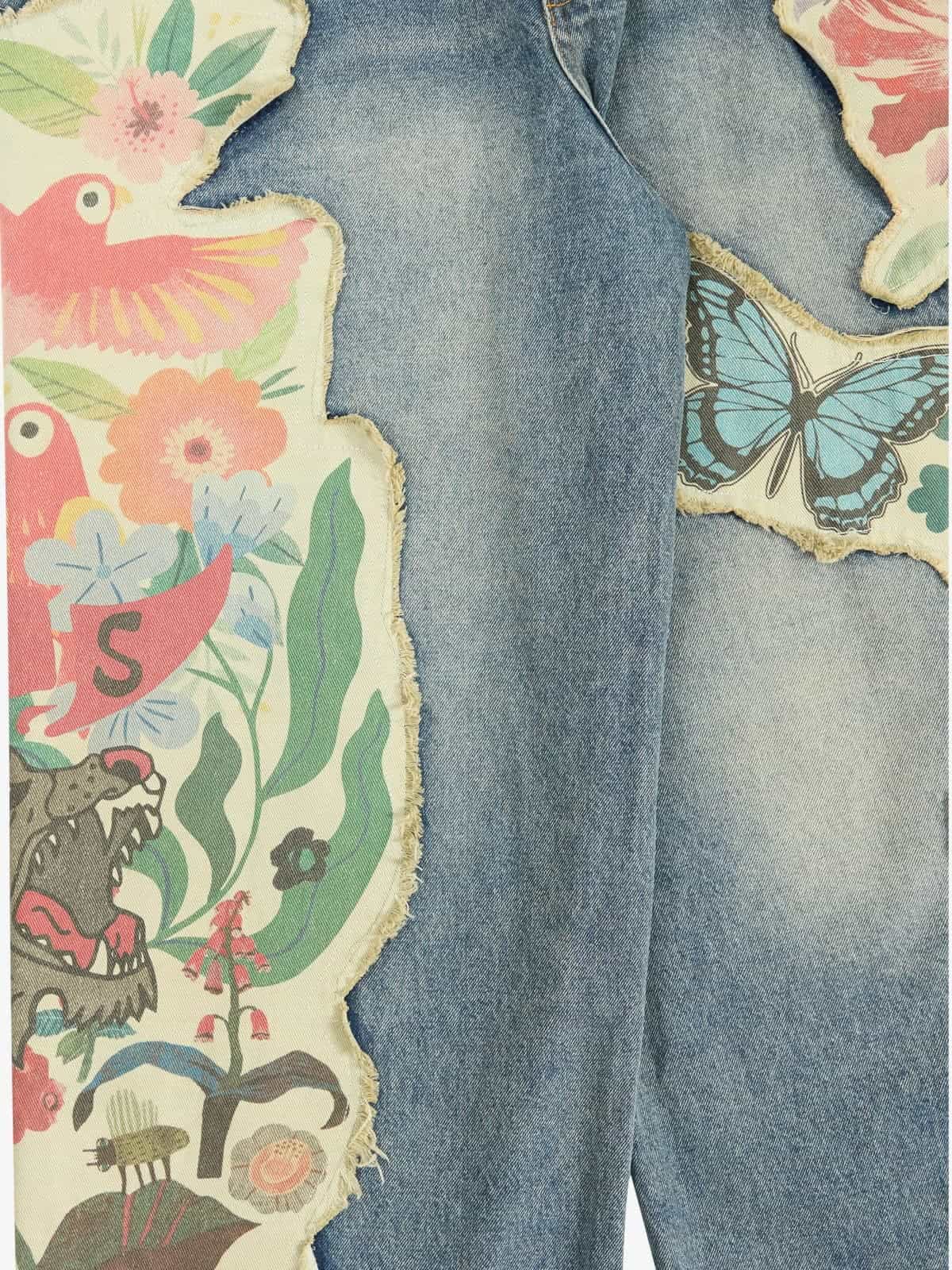 Vintage Floral Patchwork Baggy Jeans