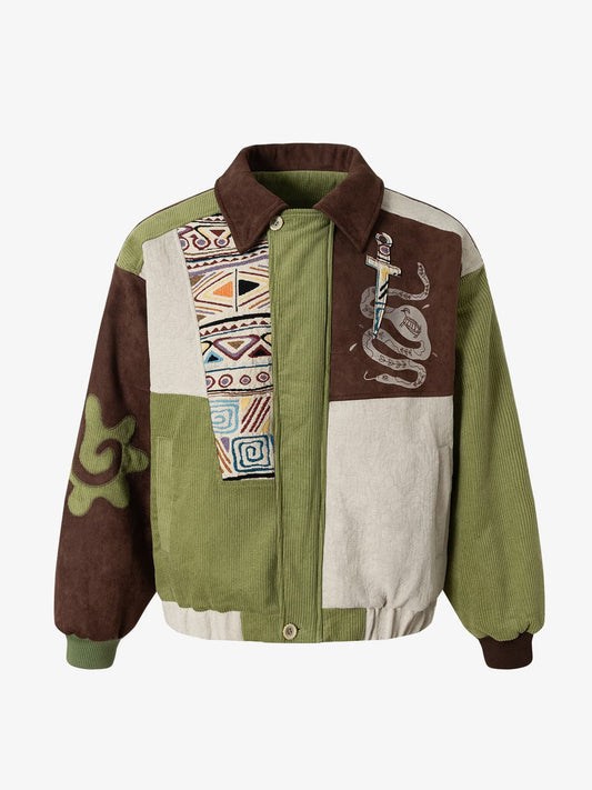 Winter-Ready Corduroy Jacket with Faux Fur Trim for Men