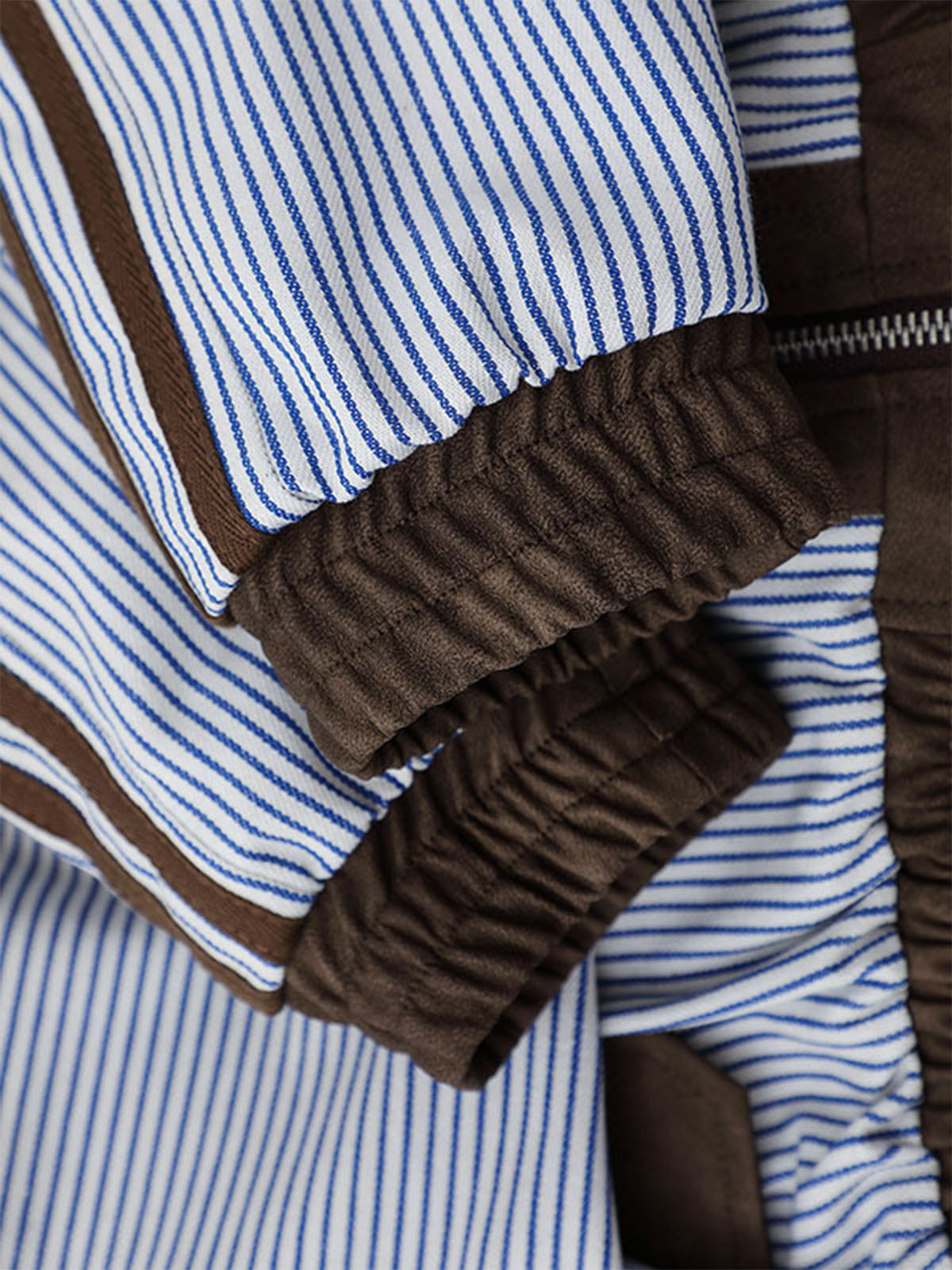 Striped Bomber Jacket with Contrast Panels for Women