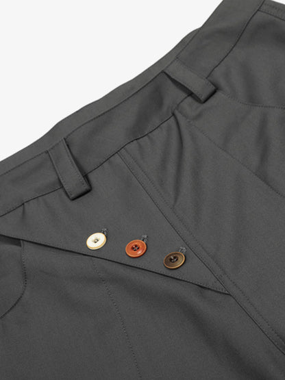 Adjustable Side Buttons Barrel Pants