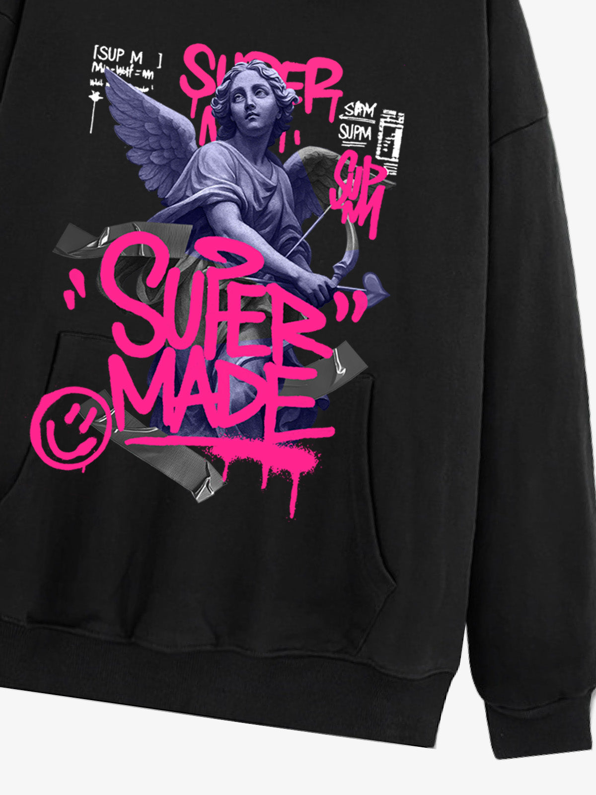 Graffiti Angel Print Hooded Sweatshirt