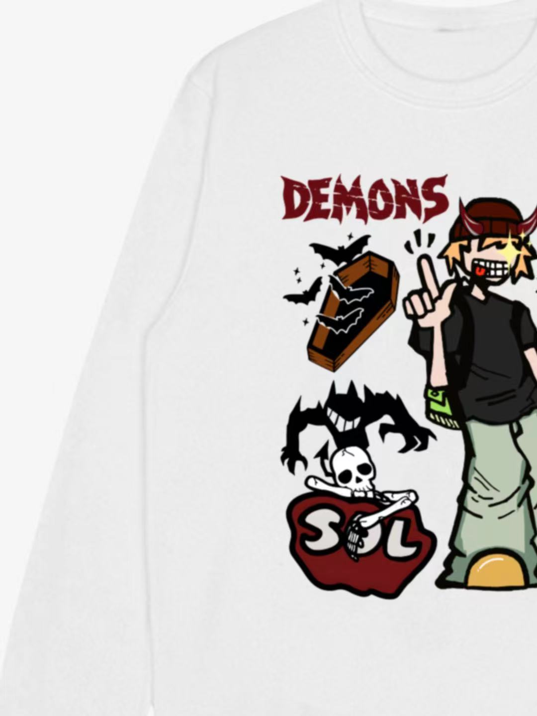 Demon Graphic White Sweatshirt