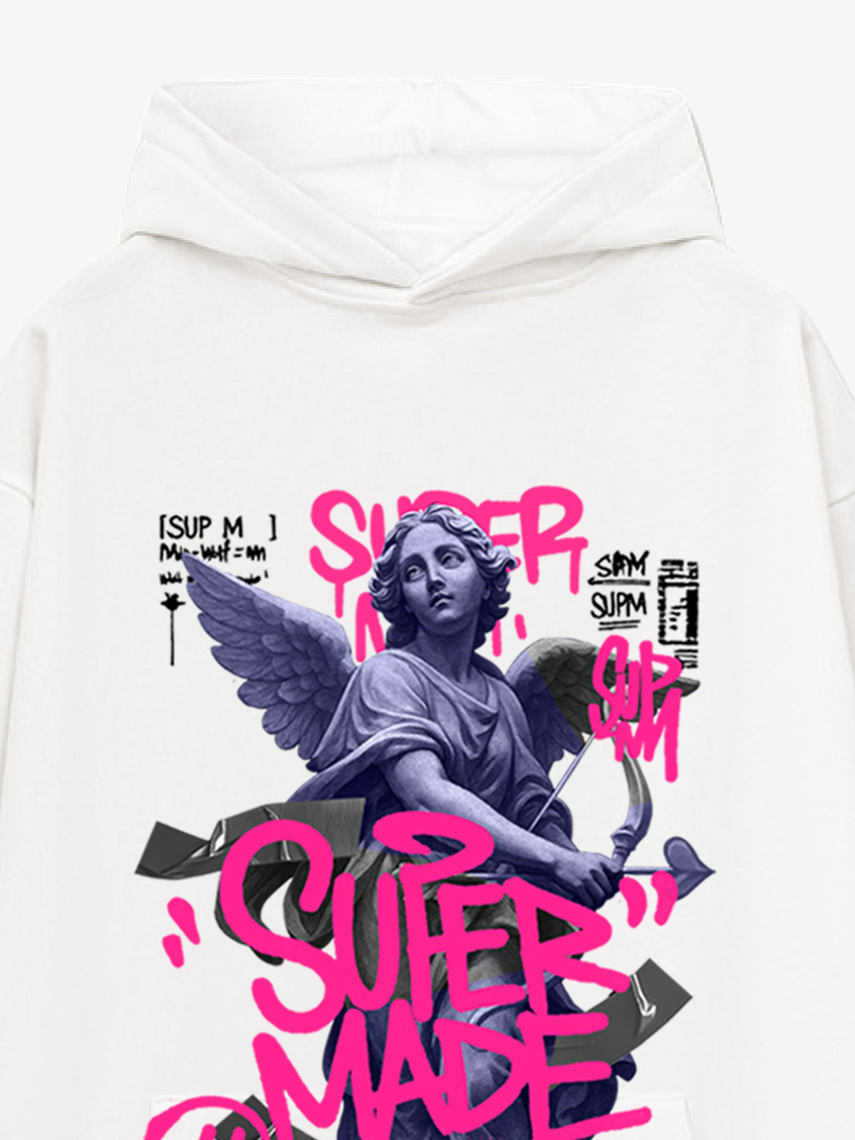 Graffiti Angel Print Hooded Sweatshirt