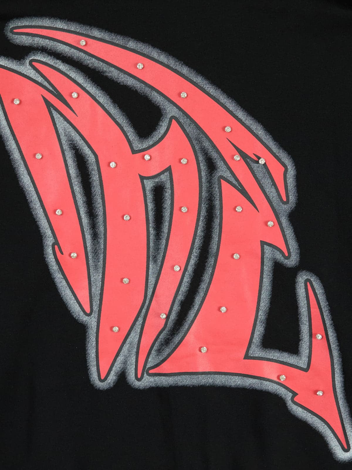 Retro Gothic Print Rhinestone Zip-Up Hoodie