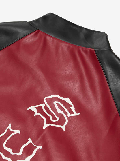 Original Contrast Color Leather Jacket