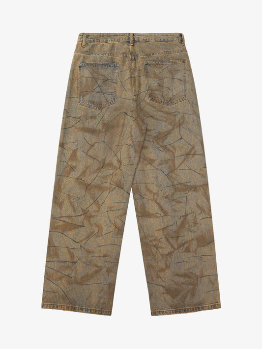 Vintage Washed Distressed Copper-Dyed Jeans