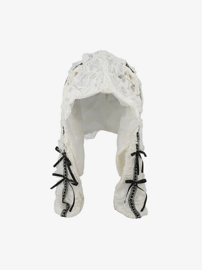 Elegant Lace Bonnet with Adjustable Ties for Versatile Styling
