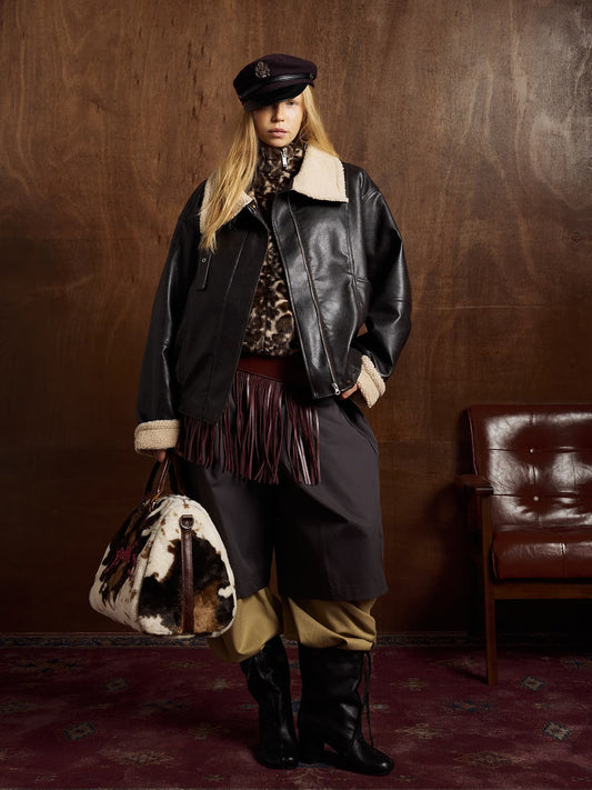 Stylish Aviator Jacket with Faux Fur Collar - Perfect for Casual and Fashionable Looks