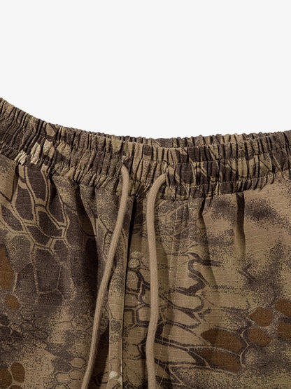 Camouflage Cargo Culottes with Adjustable Drawstring and Side Slits
