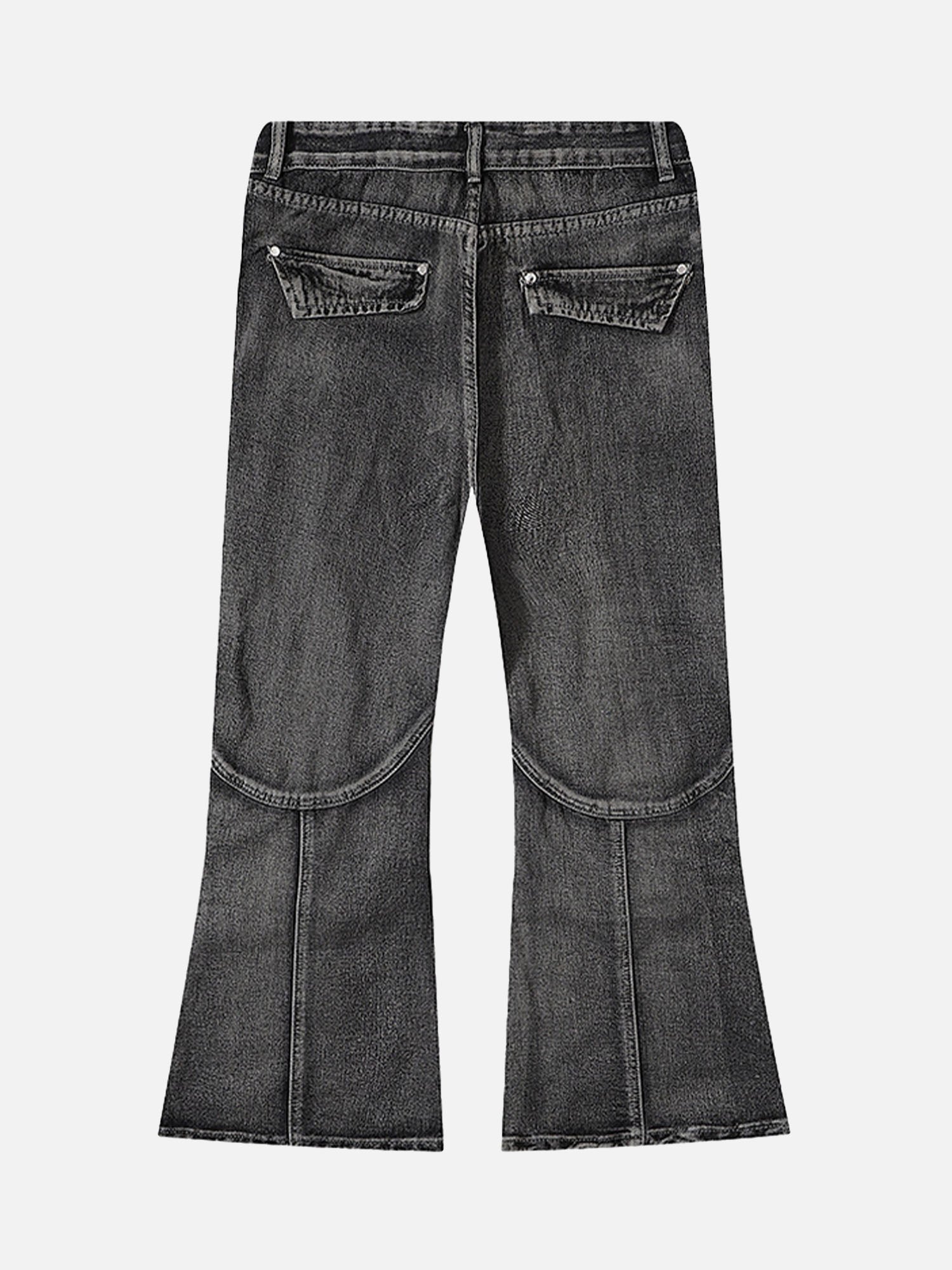 Wasteland Style Washed Distressed Pleated Micro-flare Jeans