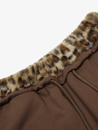 Leopard-Trimmed Wide-Leg Lounge Pants with Unique Print Design