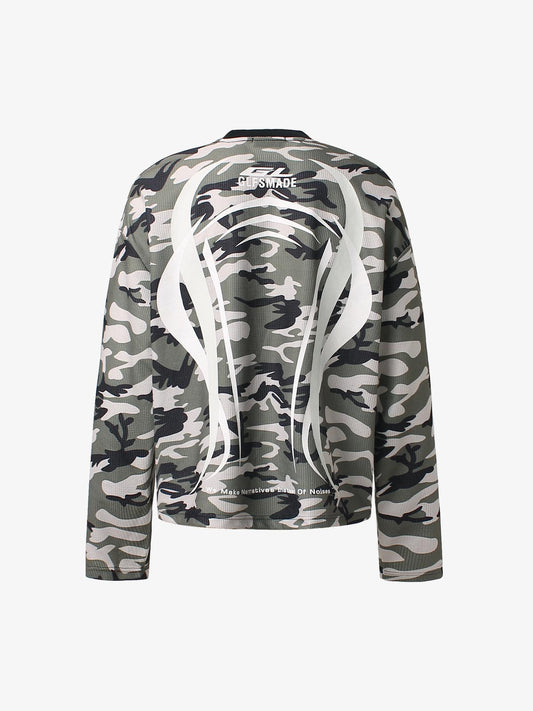 Thesupermade Camouflage Skull Print Long-sleeved T-shirt