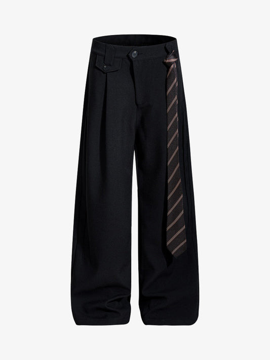 Stylish Wide-Leg Trousers with Unique Tie Accent for Modern Fashionistas