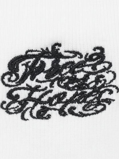 Gothic Lettering Embroidered Ribbed Vest
