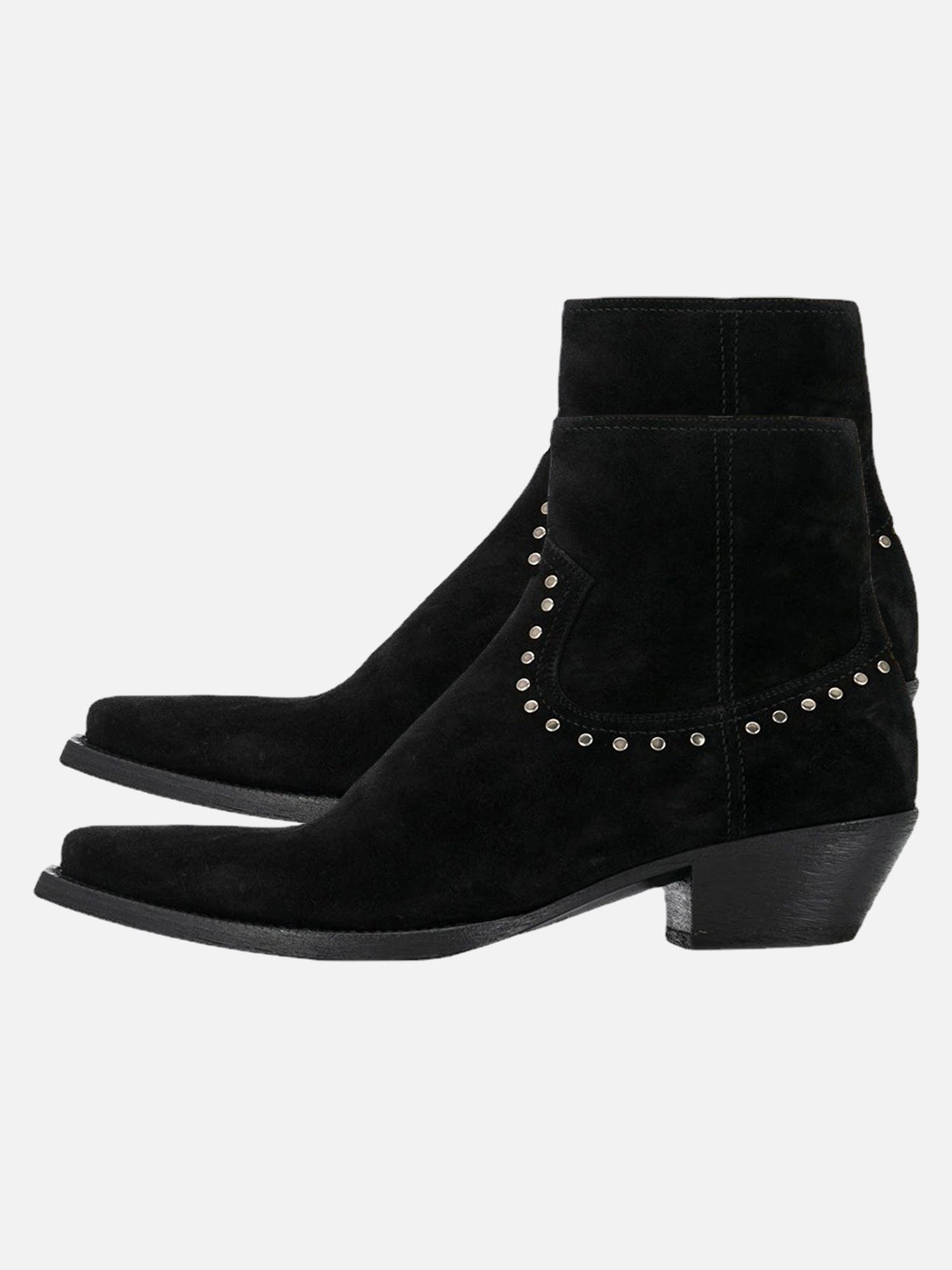 Stylish Pointed Toe Side Zipper Rivet Frosted Chelsea Boots